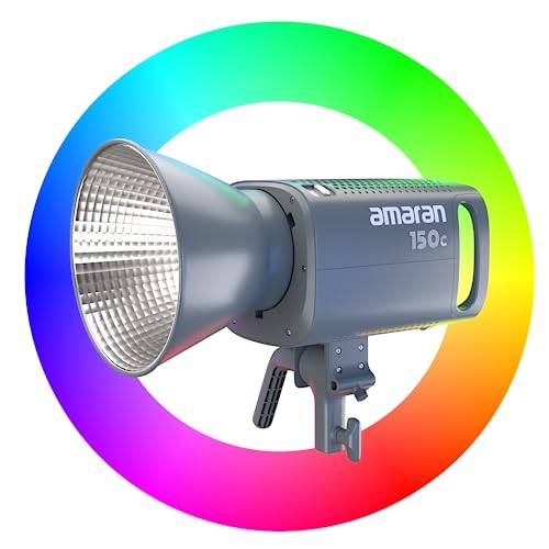 Aputure Amaran 150c (RGB, 2500K-7500K) Pekkälla i full färg, inbyggd paraplyhållare, Bowens-fäste och 9 effekter, med tyst kylsystem och Sidus Link-appkontroll