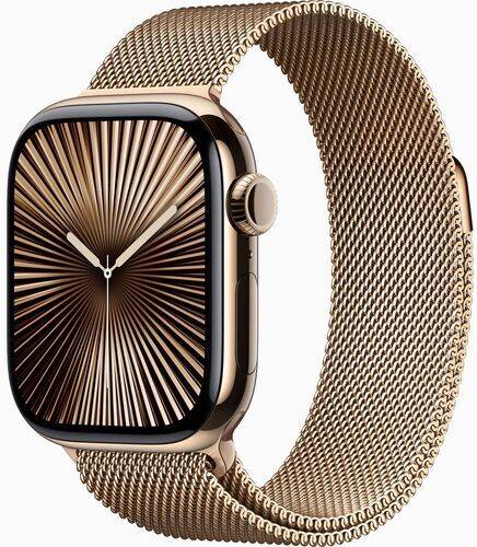 Apple Watch Series 10 Titan 42 mm (2024) | GPS + Cellular | guld | Milanesisk loop | guld