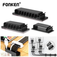 Fonken Winder Kabelhållare Kabelhållare Kabelhållare Kabelklämma Sladdhantering Skrivbord Wire Tie Fixer Självhäftande bil Kabel Organizer Clip Single Hole svart