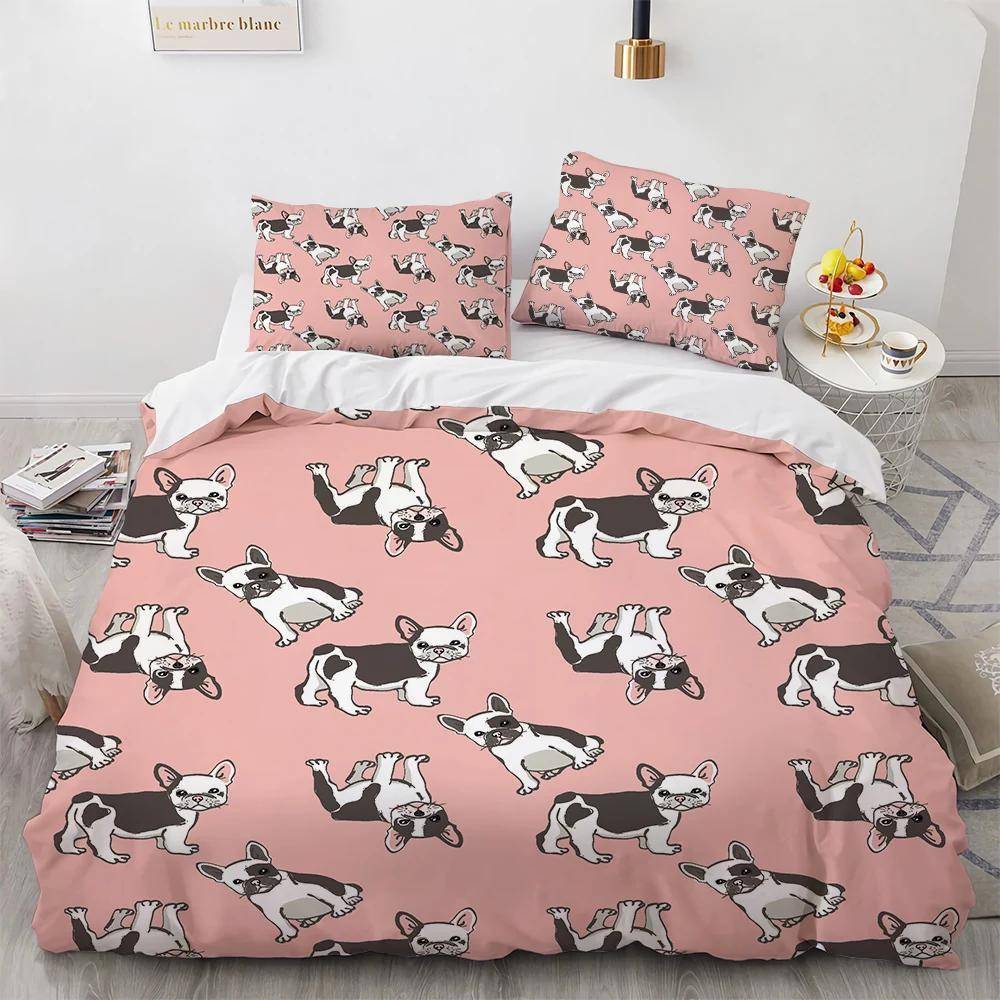 Corgi Hund Kung Drottning Påslakan Gul Tecknad Valp Sängkläder Set för Barn Pojkar Flickor Kawaii Husdjur Djur Rosa 2/3 st Täcke 70x133cm 2pcs