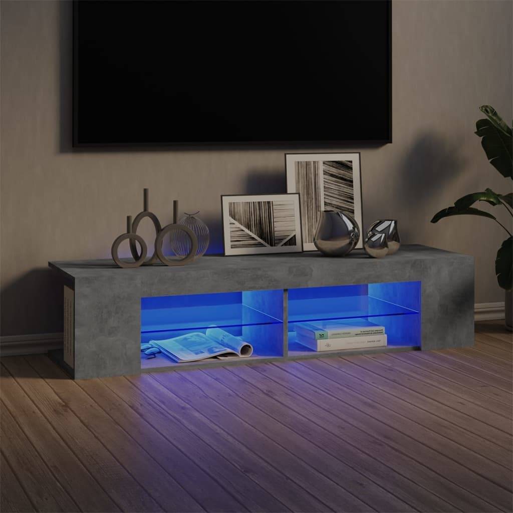 vidaXL TV-bänk med LED-belysning betonggrå 135x39x30 cm