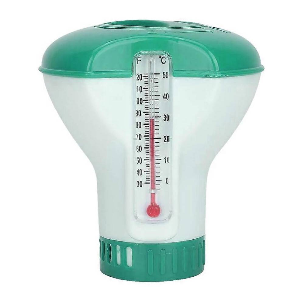 (blue) Floating Chlorine Dispenser with Thermometer Swimming Pool Floating Chemical