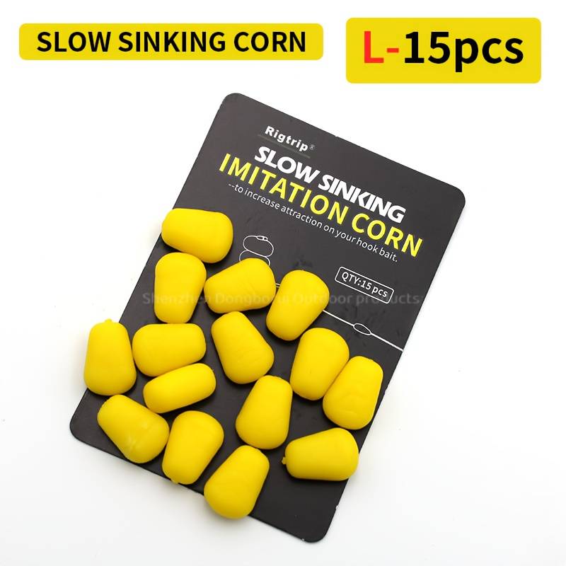 15pcs Carp Fishing Bait Slow Sinking Corn Size S L Pop Up Boilies Fishing Boile Bait Stops For Carp Fishing Combination Rig Terminal Tackle