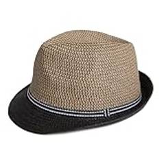 Woodland Leathers Panama Fedora Trilby halmsolhattar för män, strand solhatt linne panama-hatt, vikbar panamahatt för semestrar, smarta och avslappnade tillfällen, Svart solbränna, M/L