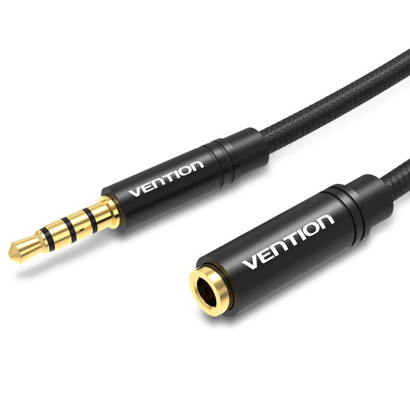 Vention 3,5 mm förlängningskabel 3,5 mm hane till hona förlängningskabel för stereoljud för iphone smartphones surfplattor 50cm svart