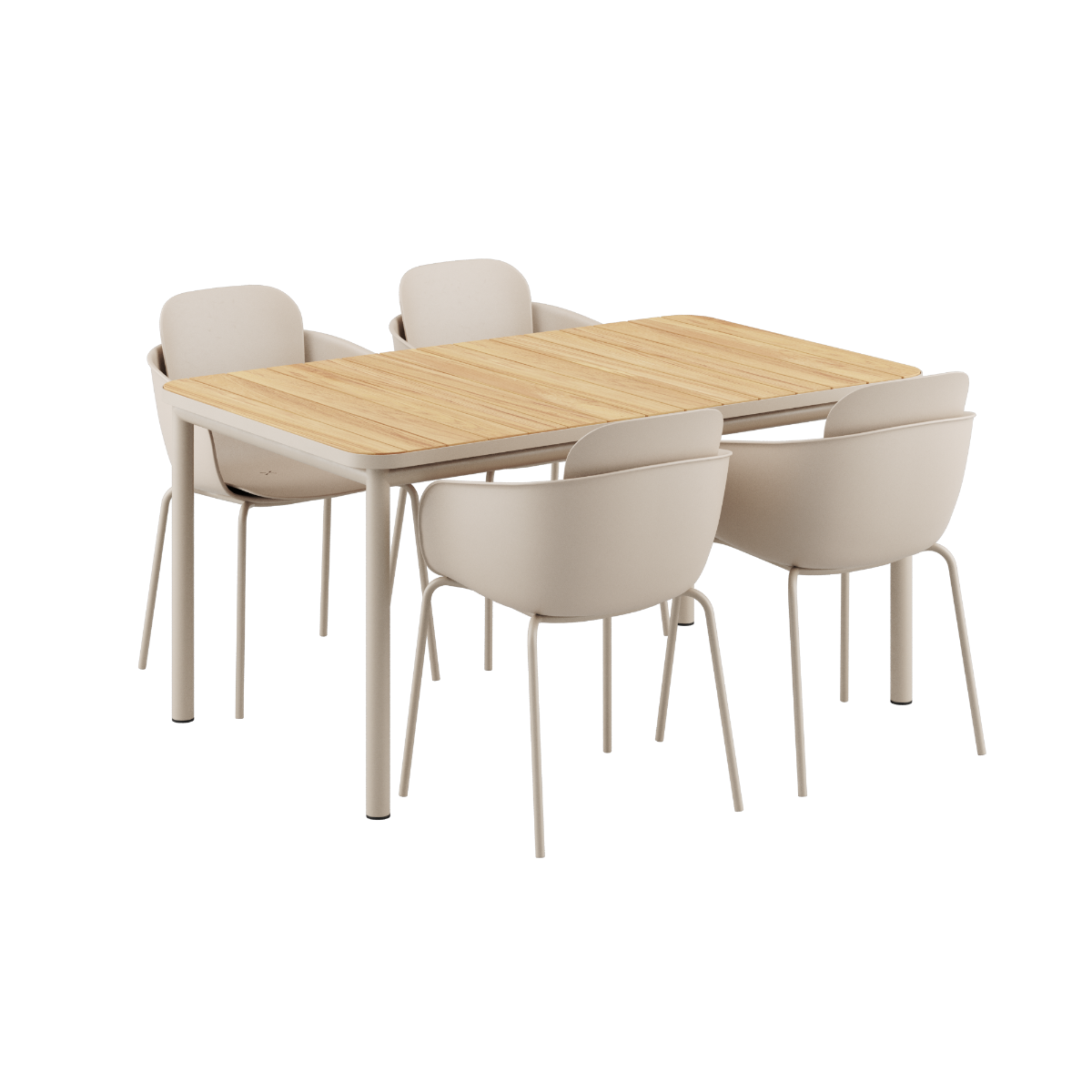 SACKit Kirra Dining Table Taupe & 4 Patio Chair no. One