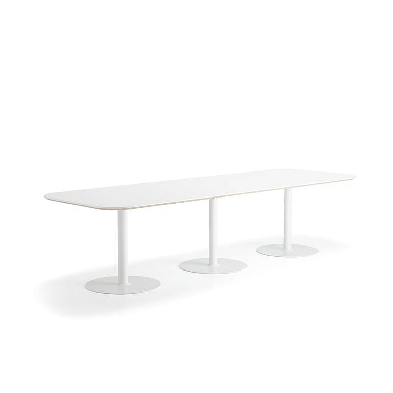 Bord METRIC, rundade hörn, 3000x1000x720 mm, vit
