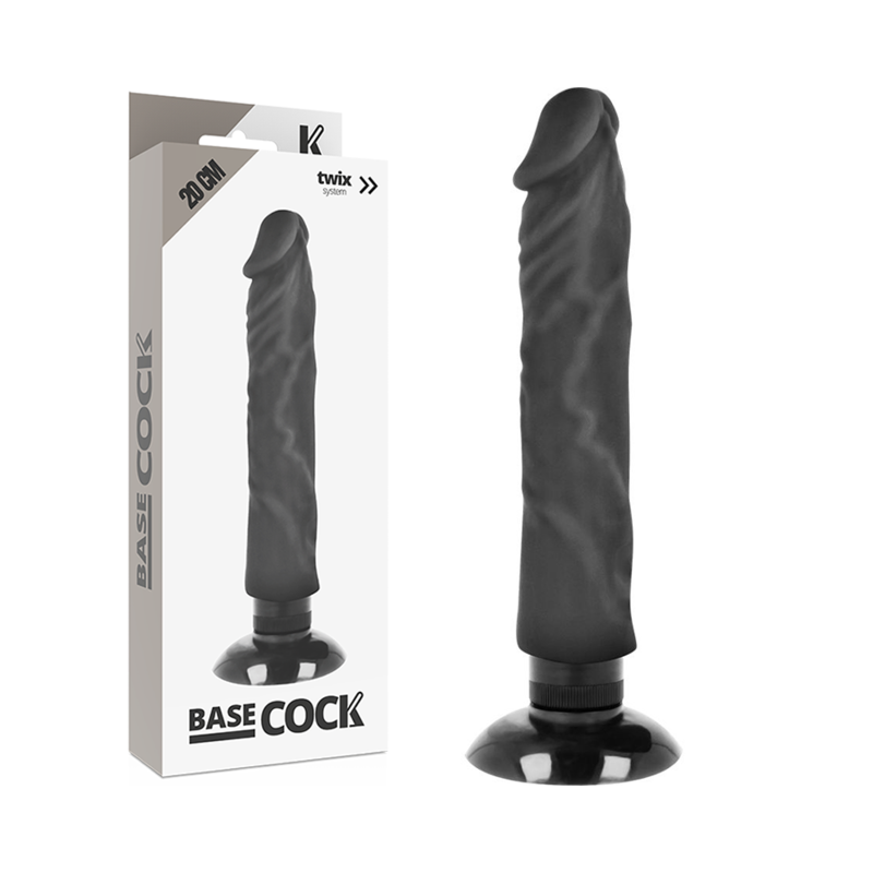 BASECOCK – Realistisk vibrator 2-i-1 svart 20 cm