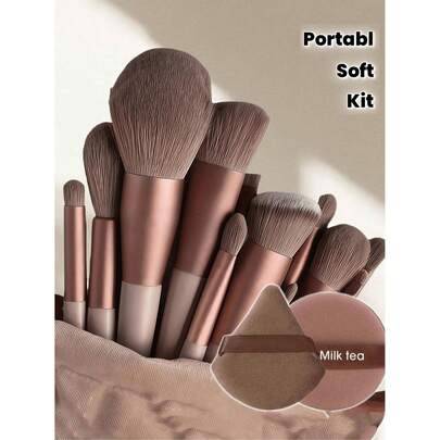 15-delat sminkborstset, lämpligt för ögonskugga, foundation, BB-kräm och concealer, mjuka universella sminkverktyg för kvinnor, bärbart reseborstset f (Multi-size)
