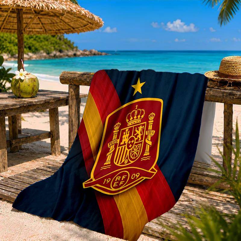 Spanien Flagga Karta Konst Strandhandduk Mikrofiber Strandhandduk, Lätt och Snabbtorkande, för Sommarresor, Simbassängfläkt Födelsedagspresent