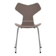 Fritz Hansen - Grand Prix 3130 Deep Clay Lackad/Silver Grey - Matstolar - Arne Jacobsen - Beige,Grå - Metall/Trä