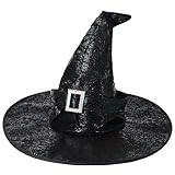 Aomig Witch Hat Kvinnor Stor Halloween Häxor Hat Vuxen Bred Brättad Spets Hatt Fyndklädsel Kostym Fest Maskerad Cosplay Tillbehör Huvuddekor