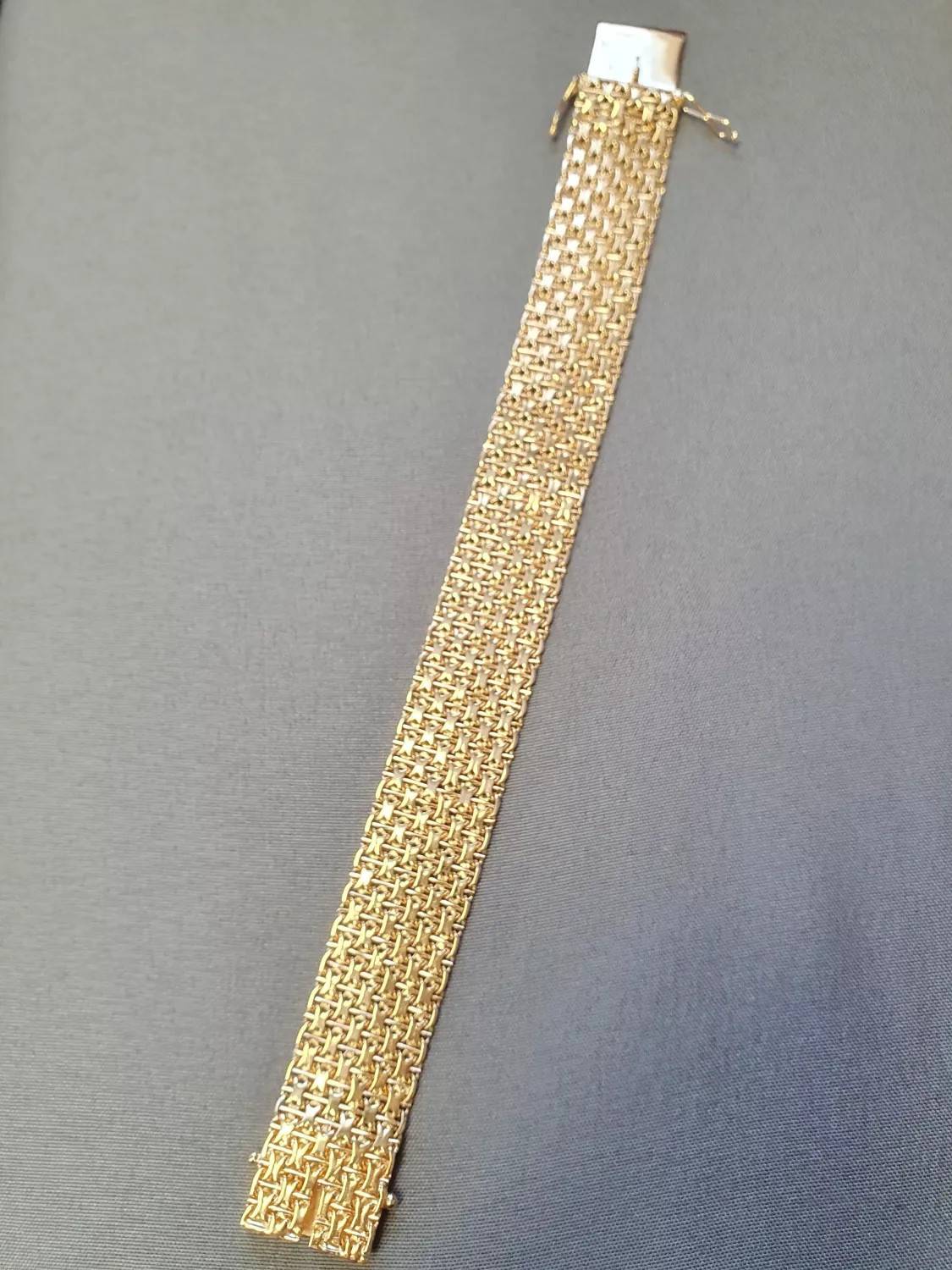 X-länk armband med stav, 6-radigt 19,5cm 46,1gr 18K