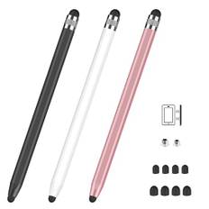Tablet Pen MEKO Touchscreen Pen 2 in 1 Rubber Stylus Touch Pen for All Mobile Phones/Tablets iPhone i-Pad Pro Mini iWatch Samsung Huawei Xiaomi Surface Chromebook (Rosa Vit Svart)