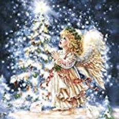 20 servetter ängel på julgran bordsdekoration för vinter och jul 33 x 33 cm
