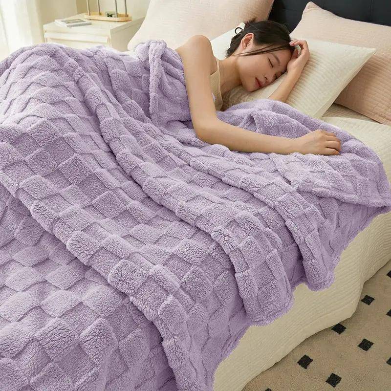 Flanell Korallfleecefilt Mjuka Plädar Filtar för Soffa Säng Plysch Tafetta Fleece Mjuk Tjock Sängfilt