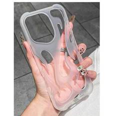 Ny moderiktig transparent frostad hud Känns olja gnistrande ihåliga låga mönster Anti-knack TPU skyddande telefonfodral Passar kompatibel med Apple & - Genomskinlig (Multi-size)