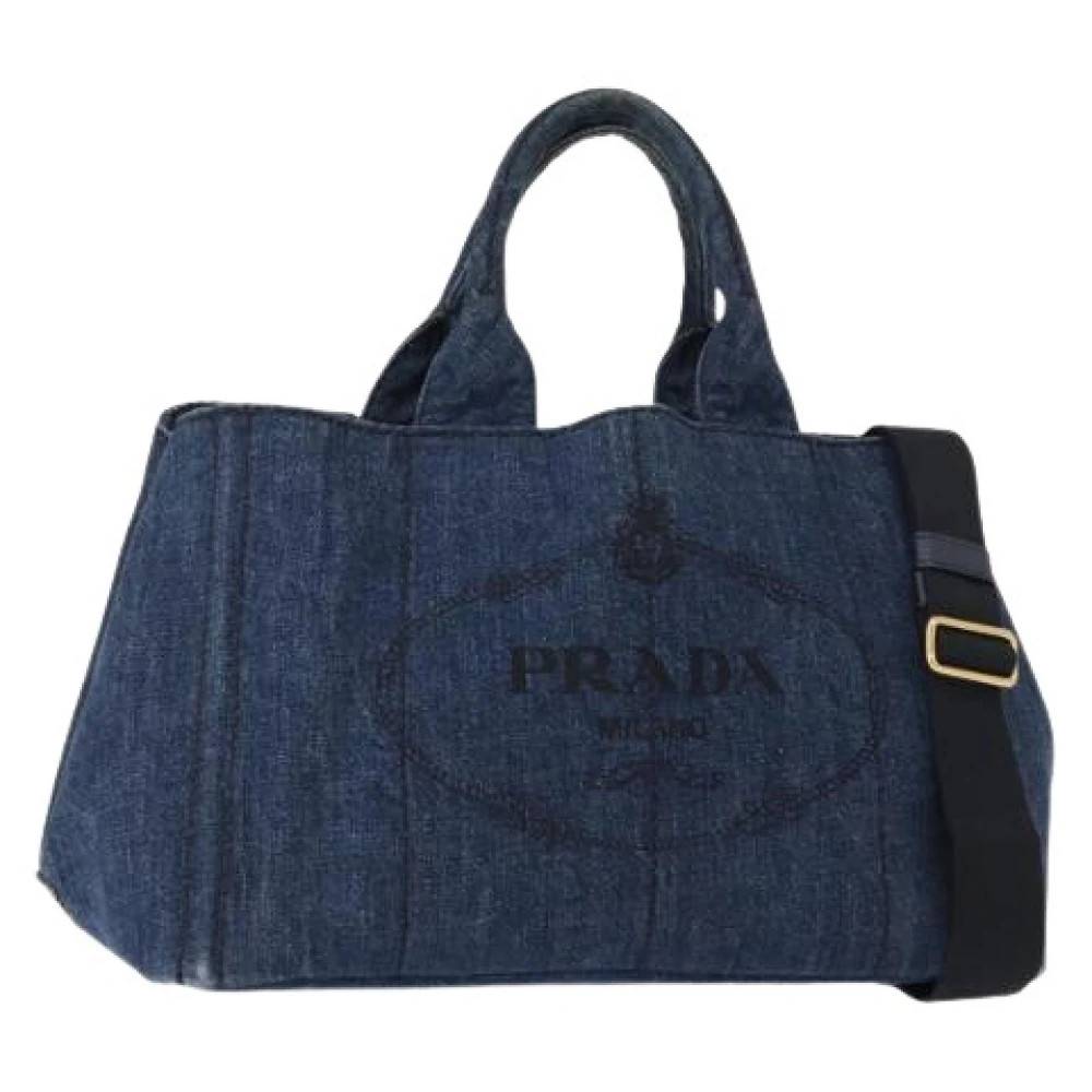 Prada Vintage Pre-owned Vintage Tote Bag - Vintage - Dame - Blå - ONE SIZE - Uld