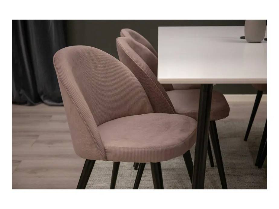 Venture Design Polar & Velvet matgrupp Vit/svart 6 st stolar & bord 180 x 90 cm