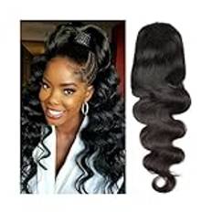 Hästsvansförlängning Människohår hästsvansförlängning, naturlig färg dragsko hästsvans hårförlängning for kvinnor, 8-26" lång body Wave hästsvansar Clip i Remy Hair Pieces Äkta hår hästsvans(160g,26in