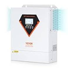 VEVOR Hybrid växelriktare 3 500 W Hybrid solcellsomvandlare, off-grid, sinusvåg, ren 230 V AC med inbyggd MPPT 60 A solcellsladdningsstyrenhet, hybridladdning, verktyg, sol