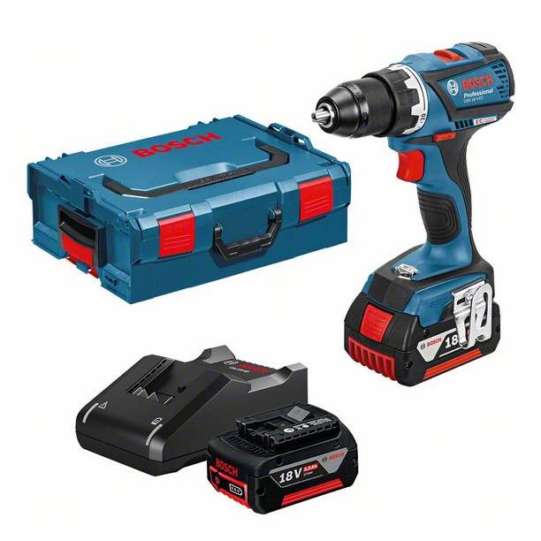 Skruvdragare Bosch GSR 18V-EC 2x5Ah med batterier, laddare & L-Boxx