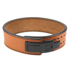 Weight Lifting Belt Cowhide and Zinc Alloy Sports Protector Power Lever Gym Belt For Squat Training brun