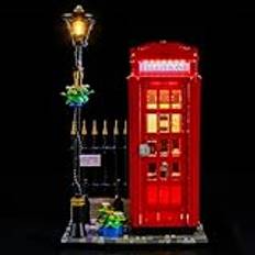 BRIKSMAX LED-belysningskit för Lego-21347 Red London telefonbox - kompatibel med Lego Ideas byggset - inkluderar inte Lego-set