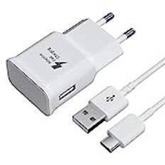 Snabbladdare för Samsung-telefoner, Adaptiv Snabbladdare USB laddare med USB typ C laddningskabel Kompatibel med Samsung Galaxy A13 5G, S10, S9, S8 Plus, S10e, A54,A51, A52, A53 5G, A33, A40, A30, A13