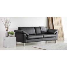 STOUBY - MONTE SOFA - FLERE STØRRELSER - SORT MADRID LÆDER - 3 PERS. SOFA