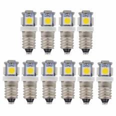 10 stk E10 12V Cool White LED-pærer 5SMD 0,5W 50LM Lampe，Cool White