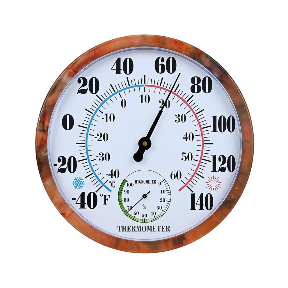 10 Inch Indoor Outdoor Thermometer Hygrometer Combo, Large Analog Temperature Humidity Gauge, Wall Mount Thermometer