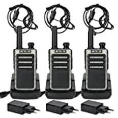 Retevis RB666 Walkie Talkie Mini, Bärbar PMR446 USB-C Uppladdningsbar Walkie Talkie med Snabbladdare USB, LED Falshlight, VOX, Retail Walkie Talkies Professional for Family (3 St, Svart)