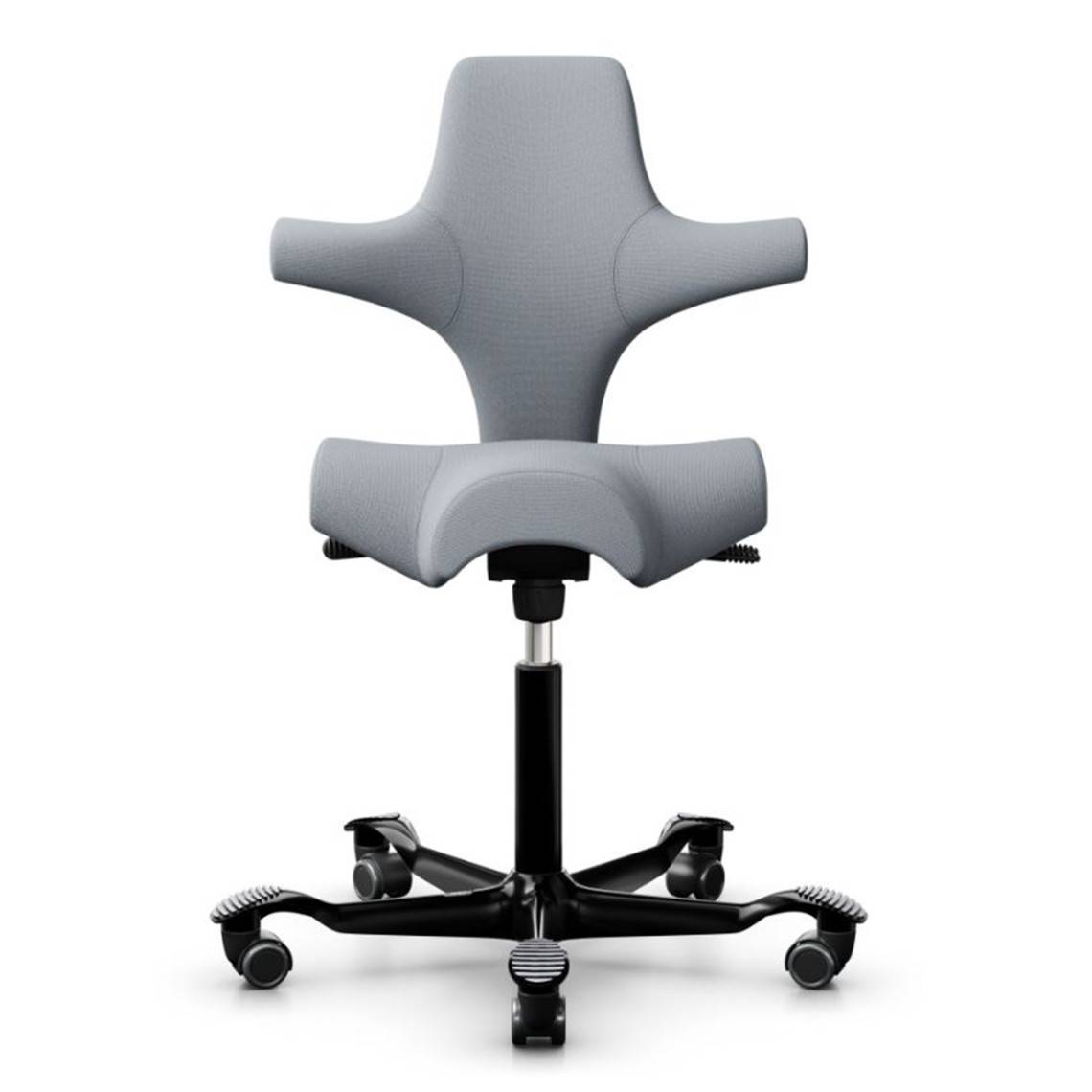 HÅG Capisco 8106, Ergonomisk kontorsstol, Färg Ljusgrå (SC60139), Underrede Svart, Liftomat 200 mm, Fotring Nej