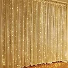 Curtain Lights Indoor Outdoor, LED Waterfall String Light With Hooks, 8 Modes Remote Control Fairy Lights, USB Window Lights, For Indoor Outdoor Bedroom Gazebo Party (3 * 2M, Warm White)