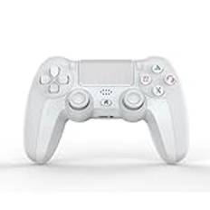 NK-styrenhet för PS4/PS3/PC/mobiltelefon, trådlös, med dualshock, 6-axlad detekteringsfunktion, LED-ljus, pekpanel, hörlursingång, laddningskabel ingår, vit