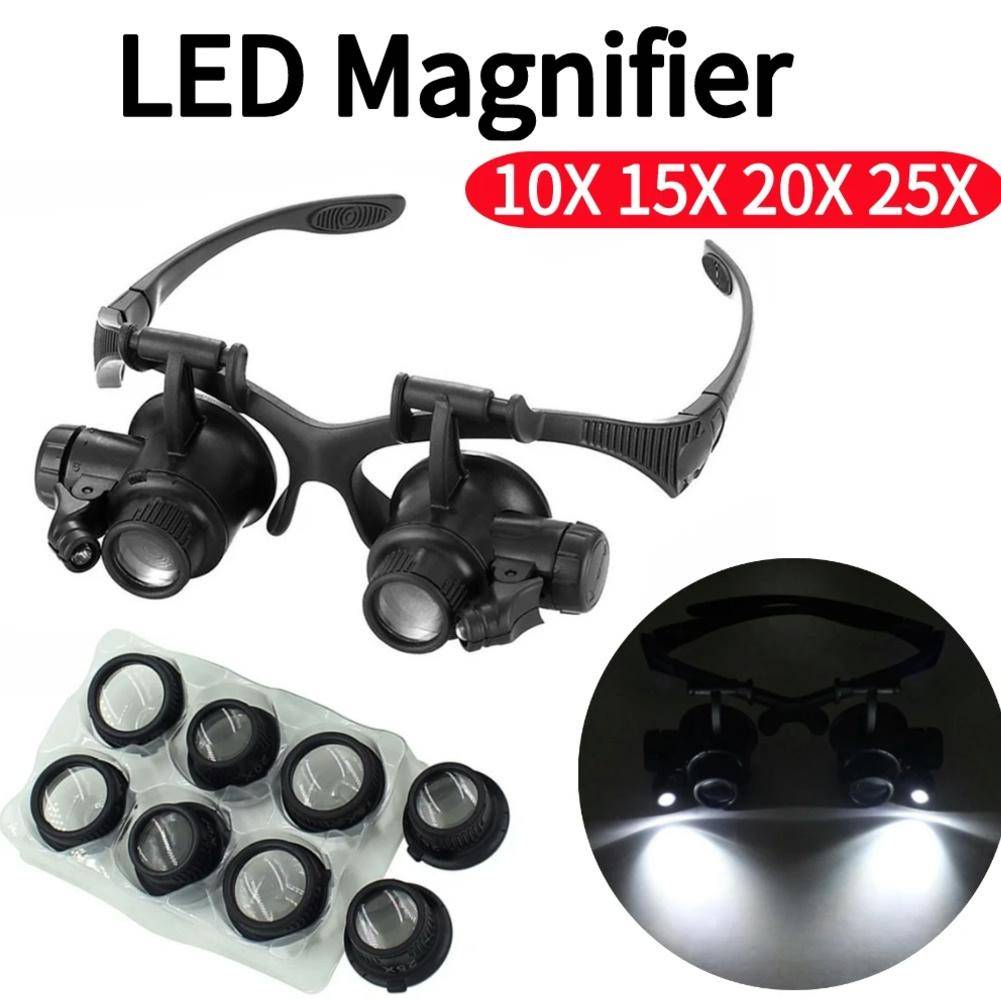 10X/15X/20X/25X LED Förstoringsglasögon Förstorande Pannband Glasögon för Läsning Juvelerare Urmakare Reparationsverktyg Förstoringsglas