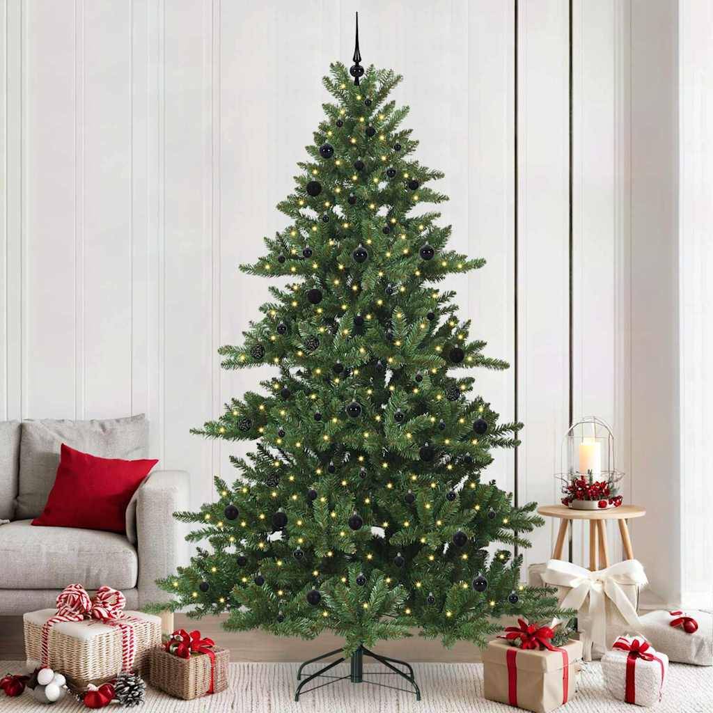 vidaXL Kunstigt Hinged Juletræ med 300 LED'er Grøn 240 cm PVC og Stål