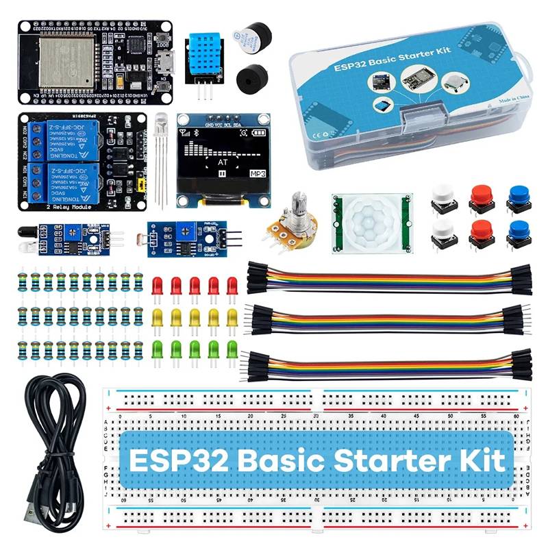 Basic Starter Kit for ESP32 ESP-32S WIFI Development Board for Arduino Project Learning Kit with Tutorials ESP32 Kit with Box