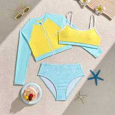 Tween Girl Kontrastfärgad Splice Strandbaddräktsset - Multifärgad (8Y,9Y,10Y,11Y,12Y)