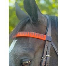 Sharktooth Flätat Hästpannband Brunt Läder - Get the Gallop Orange / Brown / Full