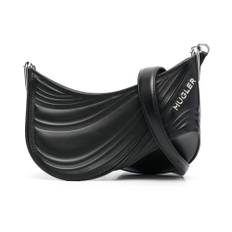 Mugler, Taske, Dame, Sort, ONE SIZE, Uld, Small Spiral Curve 01 Præget Crossbody Taske