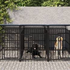 udendørs hundegård med tag 13,14 m² stål