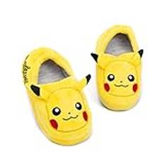 Pokemon Pikachu tofflor för pojkar och flickor | 3D-karaktär pokeball barnskor skor slip-on & mjuka loafers, gUL, 13.5 Big Kid