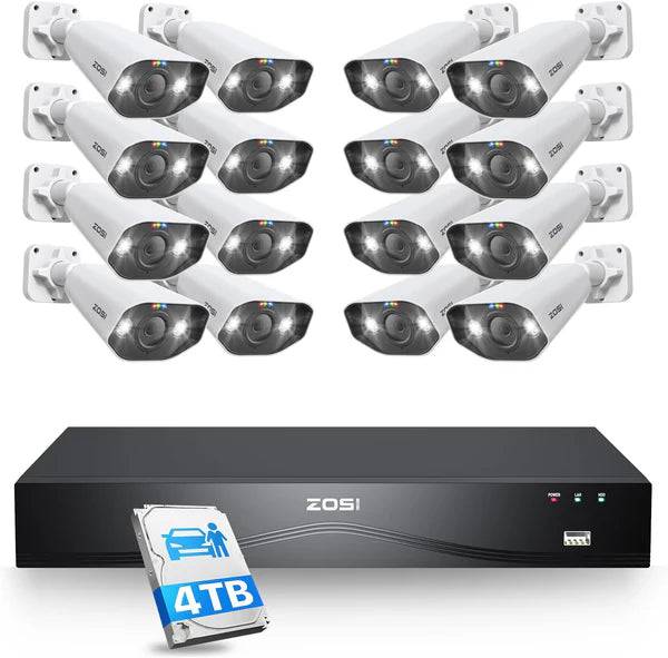 C182 5MP PoE Security System + 4K 16-Channel NVR + 4TB Hard Drive - 16 / Black(Support Up To 16TB)