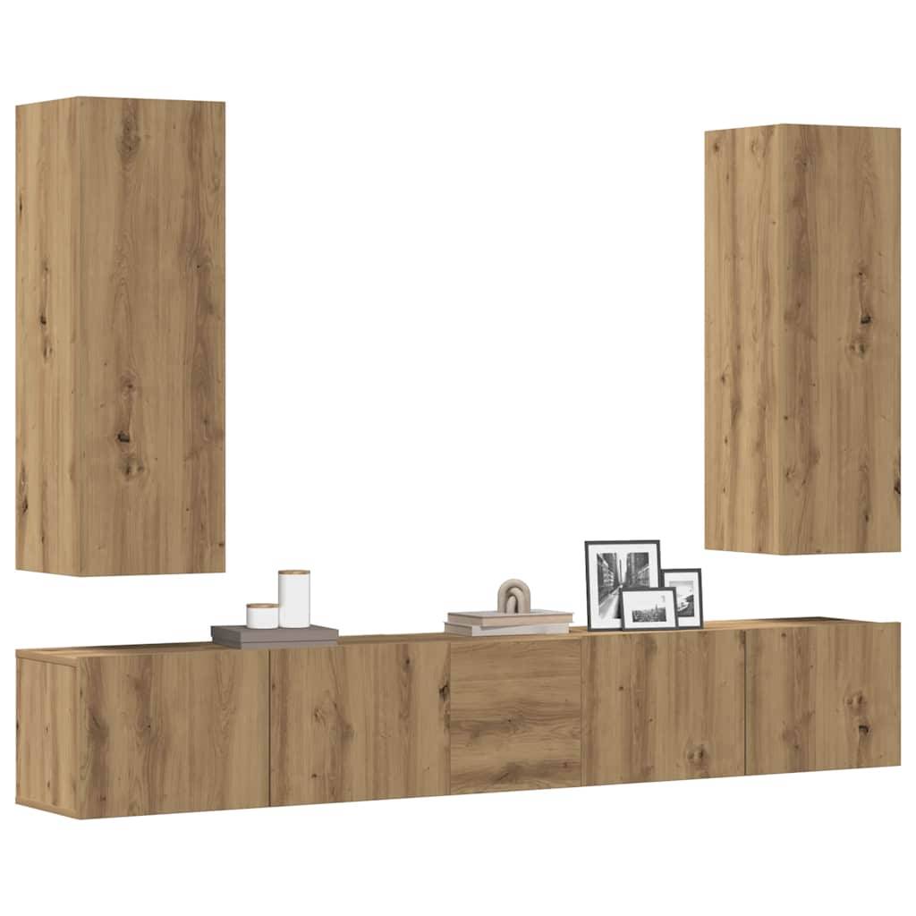TV-Skabssæt Konstrueret Træ - 5 / 80 cm / artisan eg