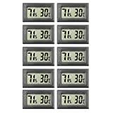 10-pack mini digital termometer hygrometer, stort antal display temperatur fuktighetsmätare för hem bil växthus kontorsburkar