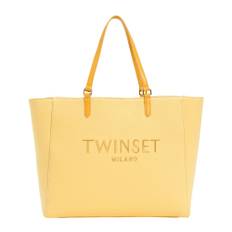 Twinset, Väska, Dam, ONE Size, Bomull, Gul Logotyp Tygväska