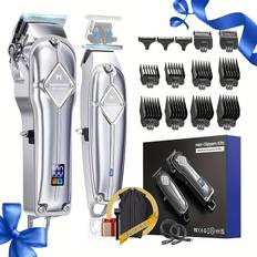 TEMU Professional Hair Clippers And Trimmers Set For Men Rechargeable, Cordless, Led Display, 0 Gapped Bread Trimmer, Gift Set