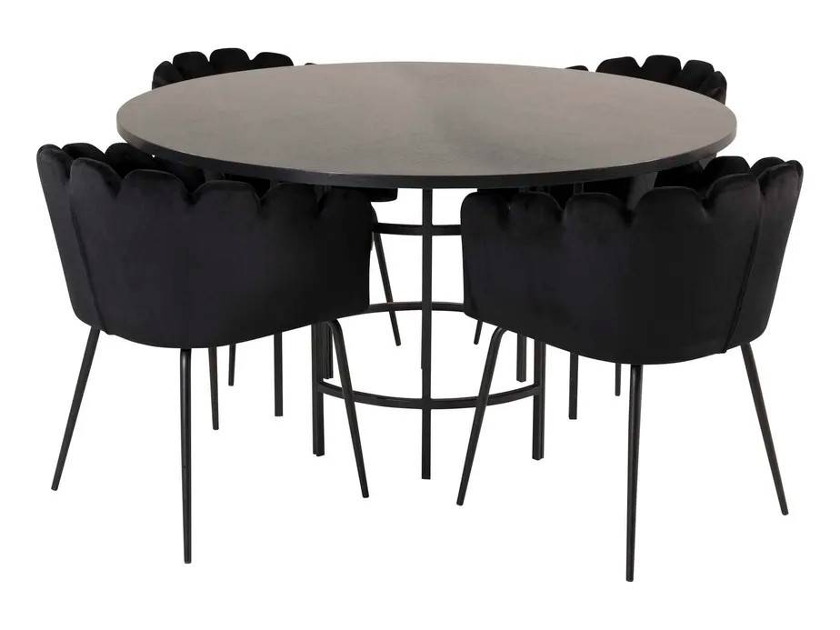 Venture Design Copenhagen & Limhamn matgrupp Svart/svart 4 st stolar & bord 140 cm